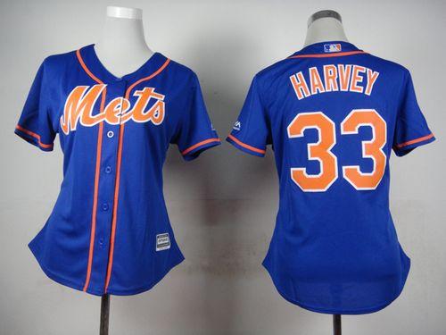 Mets #33 Matt Harvey Blue Alternate Women's Stitched MLB Jersey - Click Image to Close